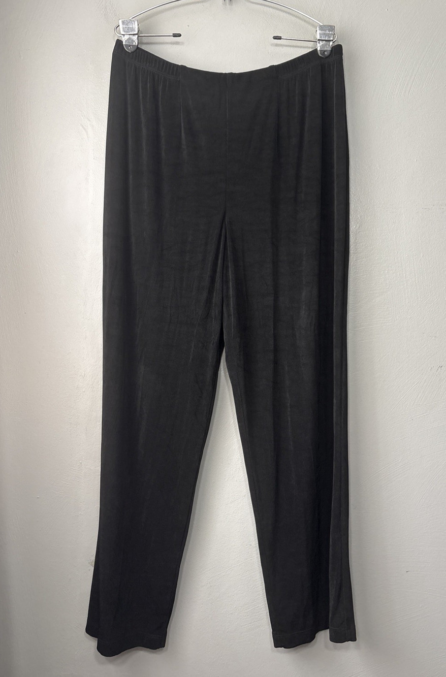 Laura Ashley Travel Pants Size Large Black Slinky Knit Acetate Stretch Comfort